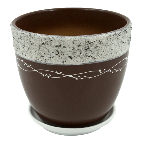 Кашпо тюльпан 1,0л., с подст., глазур. рис. Фактура коричн 
Кашпо тюльпан 1,0л., с подст., глазур. рис. Фактура коричн