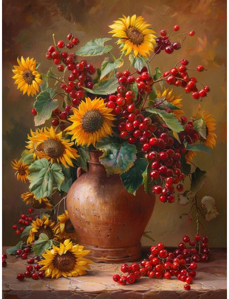 Алмазная мозаика на подрамнике Подсолнухи и калина, 90x70 см, 50 цветов, 87241, ПРА-886
Алмазная мозаика на подрамнике Подсолнухи и калина, 90x70 см, 50 цветов, 87241, ПРА-886