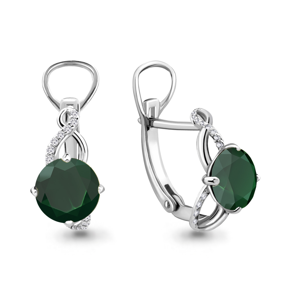 Серьги из серебра с агатом Aquamarine 4441809А_925_р, 4441809А_925_р
