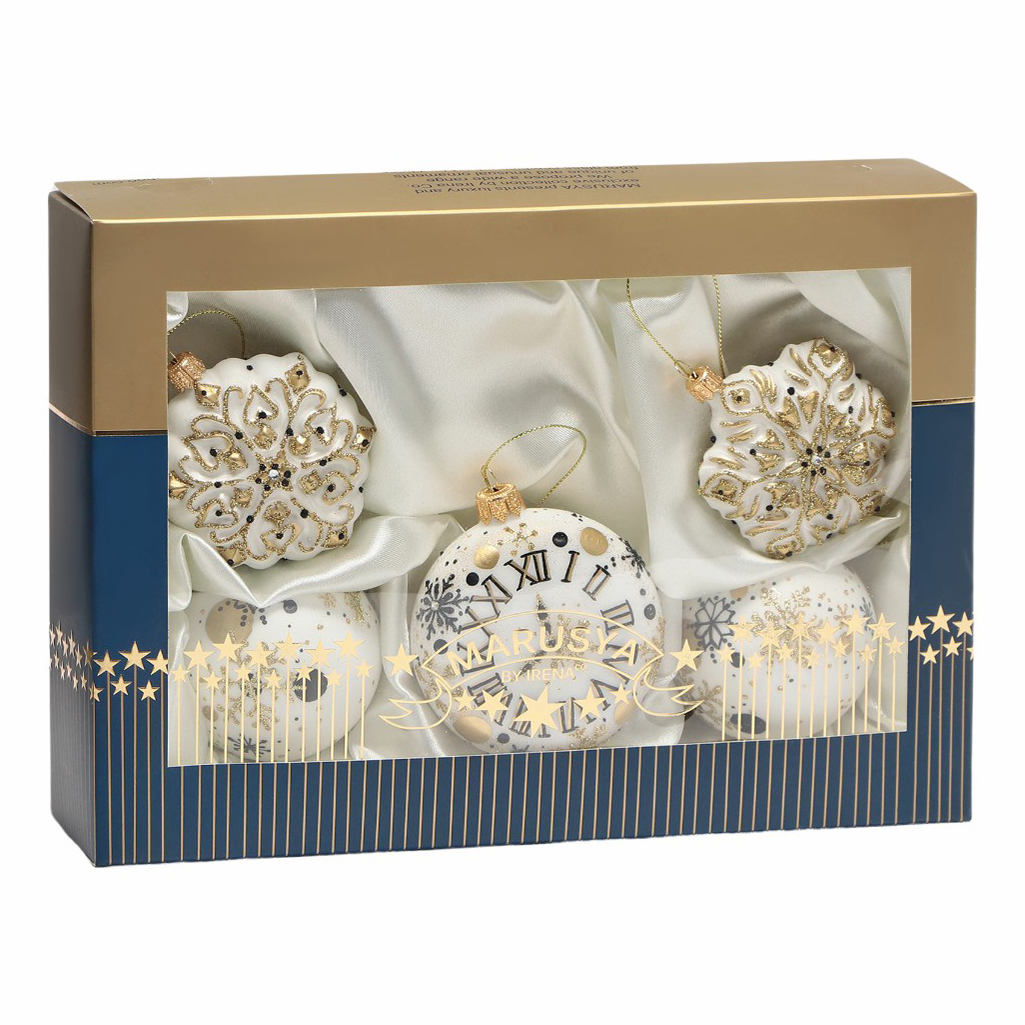 Набор елочных игрушек Irena Метель на белом 5 шт
Набор елочных игрушек Irena Метель на белом 5 шт