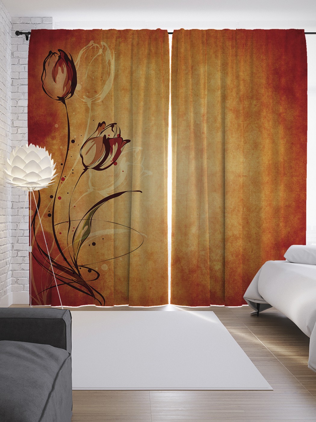 фото Шторы с фотопечатью "горячие ароматы" из сатена, 290х265 см joyarty