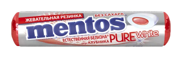 фото Жевательная резинка mentos пьюр вайт клубника 15.5 г