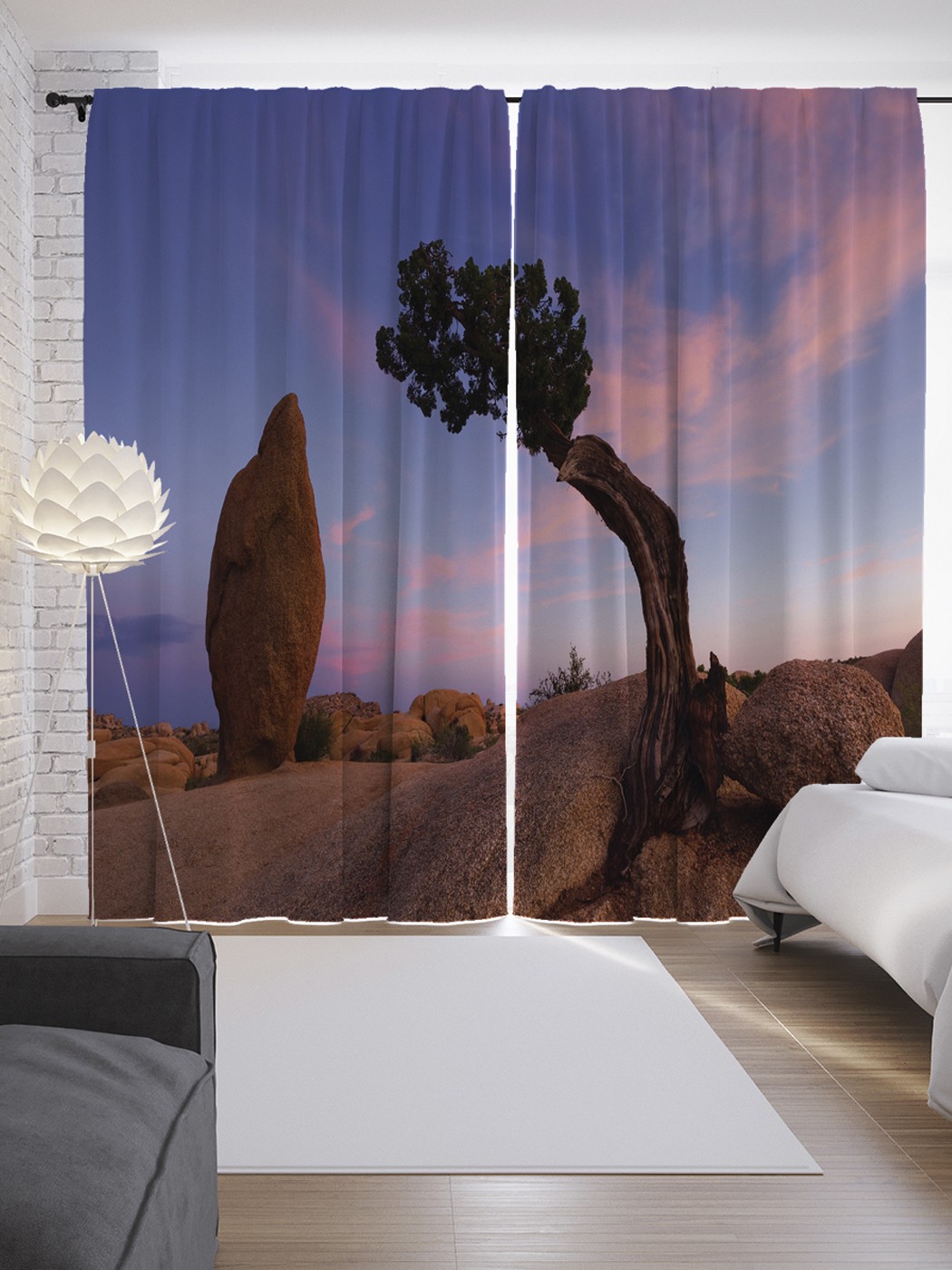 фото Шторы с фотопечатью "долина странностей" из сатена, 290х265 см joyarty