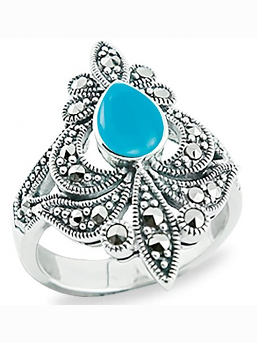 Кольцо с марказитами и бирюзой из серебра р. 18 Марказит HR651-4112, HR651-4112
Кольцо с марказитами и бирюзой из серебра р. 18 Марказит HR651-4112, HR651-4112