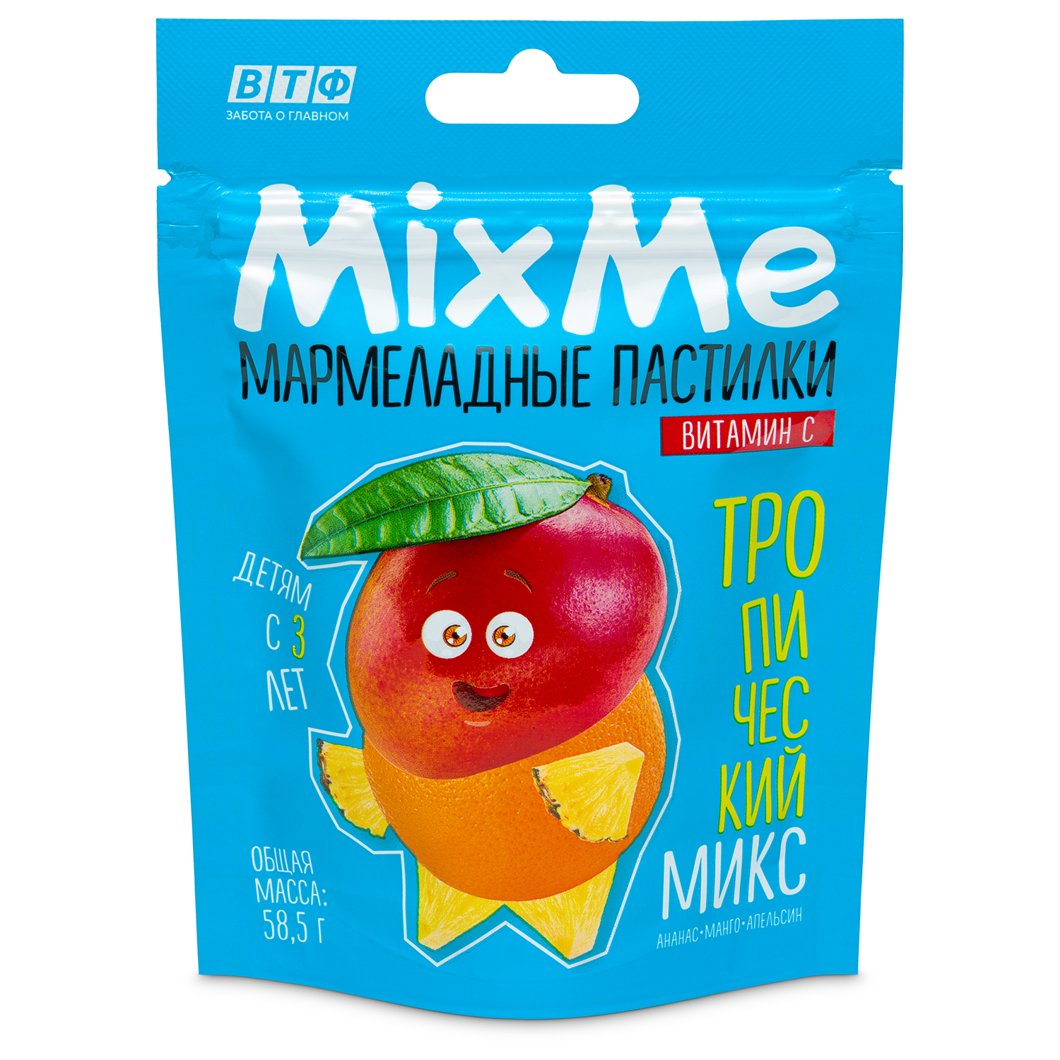 MixMe Мармеладные пастилки MixMe с витамином С со вкусами манго, апельсин, ананас, 58,5 г
MixMe Мармеладные пастилки MixMe с витамином С со вкусами манго, апельсин, ананас, 58,5 г