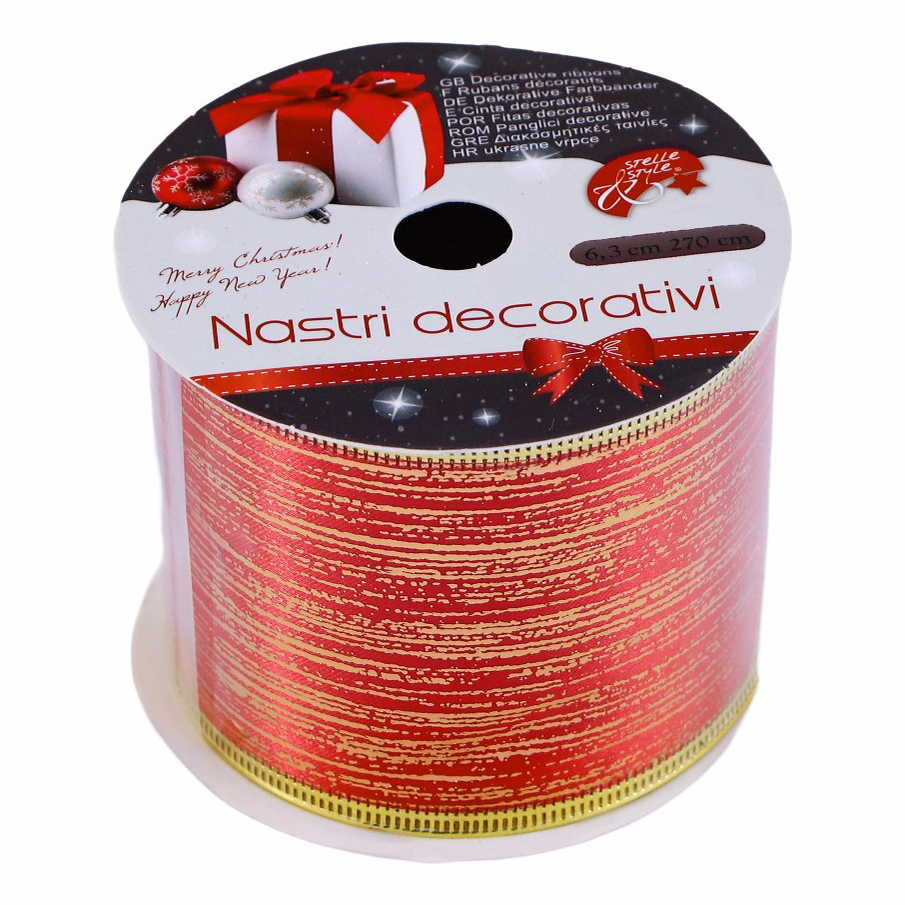 Лента 270 x 6,3 см Due Esse Christmas красная в ассортименте 
Лента 270 x 6,3 см Due Esse Christmas красная в ассортименте