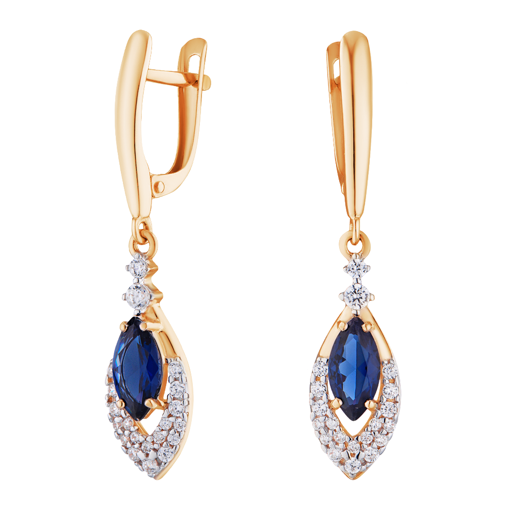 Серьги из красного золота с синтетическим сапфиром/фианитом ЮВЕЛИР КАРАТ 1729457шс 
Серьги из красного золота с синтетическим сапфиром/фианитом ЮВЕЛИР КАРАТ 1729457шс