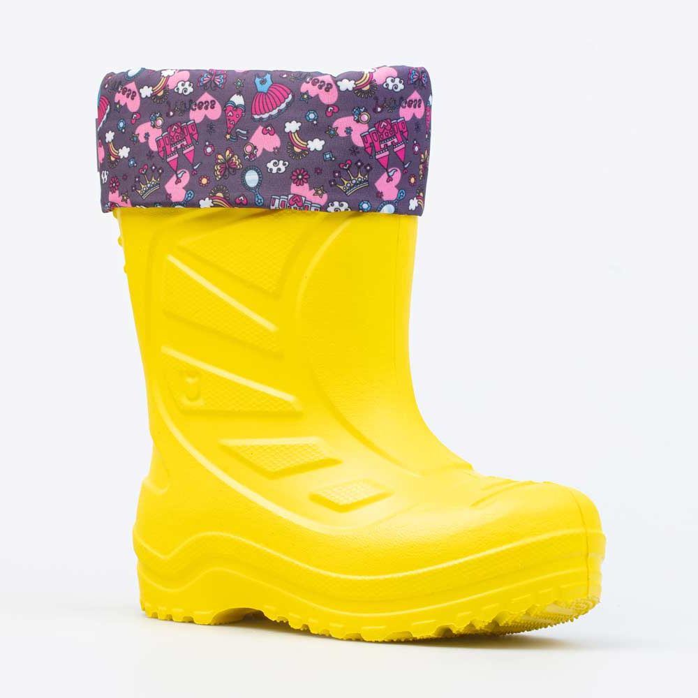 фото Резиновая обувь для девочек котофей цв.желтый, фуксия р.27