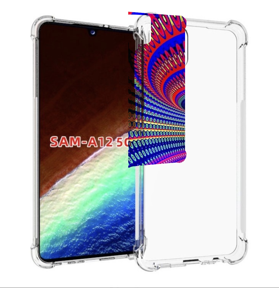 Чехол MyPads оптическая иллюзия для Samsung Galaxy A12 (SM-A125F) 2020/21, Прозрачный, Tocco