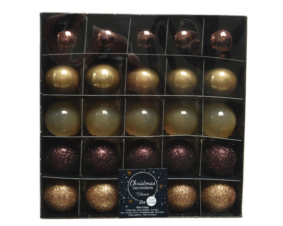 Набор новогодних шаров Decoris коричневые 3 см 25 шт, Коричневый 
Набор новогодних шаров Decoris коричневые 3 см 25 шт, Коричневый