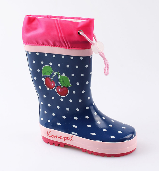 фото Резиновая обувь для девочек котофей, цв. синий, розовый, р-р 24