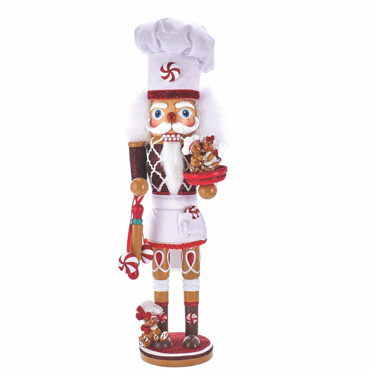 фото Елочная игрушка kurt s. adler щелкунчик-повар красно-белая 15 х 15 х 39 см