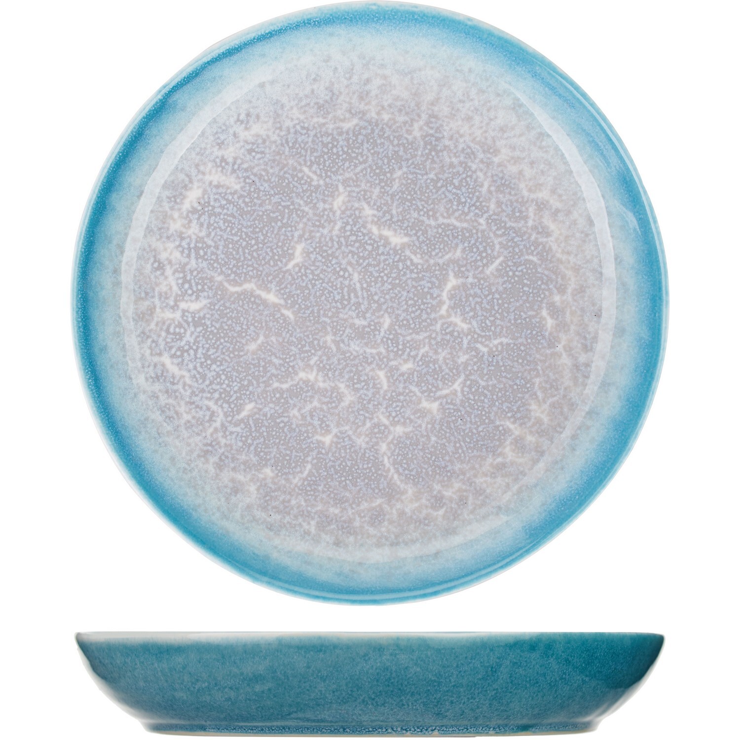 фото Тарелка kunstwerk глубокая нептун 220х220х34мм, фарфор, бирюзовый-белый