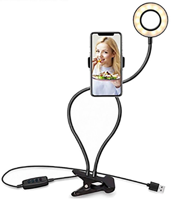 фото Кольцевая светодиодная лампа fancier led-3c с гибким держателем смартфона
