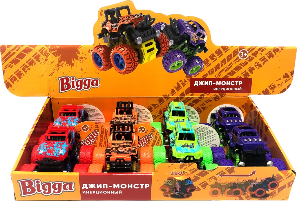 игрушечная машинка инерционная Bigga Джип-монстр в ассортименте, Разноцветный 
игрушечная машинка инерционная Bigga Джип-монстр в ассортименте, Разноцветный