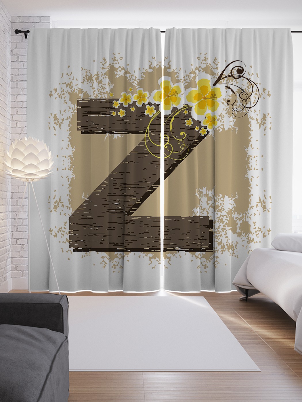 фото Шторы с фотопечатью "цветочная z" из сатена, 290х265 см joyarty