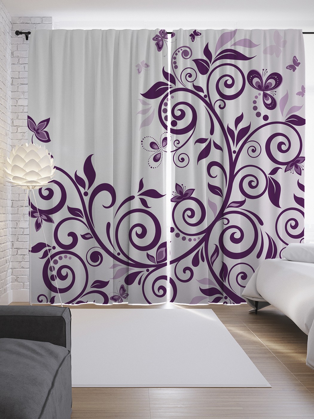 фото Шторы с фотопечатью "цветочная влюбленность" из сатена, 290х265 см joyarty