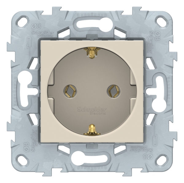 фото Розетка se unica new беж с/з без шторок, винт. зажим, 16а, 250в, schneider electric