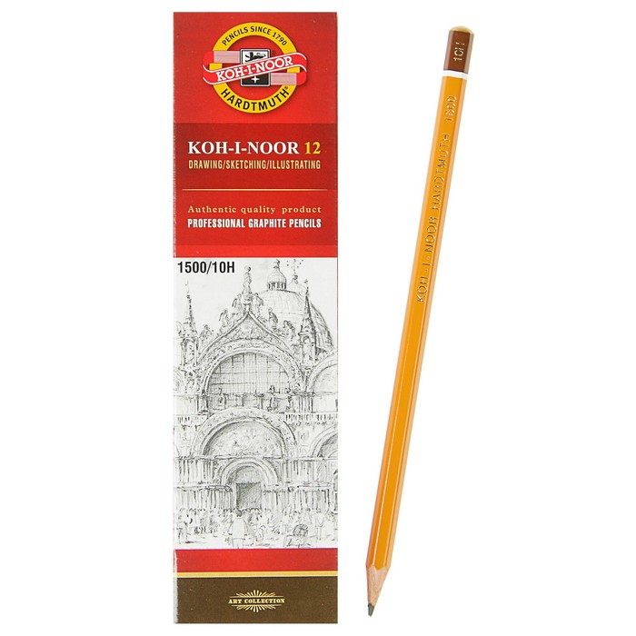 Карандаш чернографитный 2.0 мм, Koh-I-Noor 1500 10H, профессиональный, L=175 мм (12 шт)
Карандаш чернографитный 2.0 мм, Koh-I-Noor 1500 10H, профессиональный, L=175 мм (12 шт)