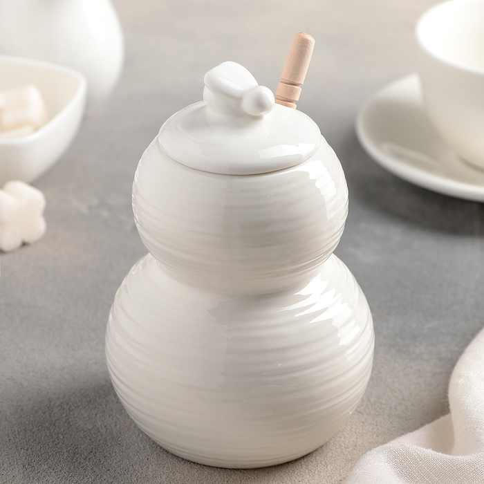 фото Ёмкость для мёда доляна «эстет. пчёлка», 350 мл, 8,5×13 см, с ложкой