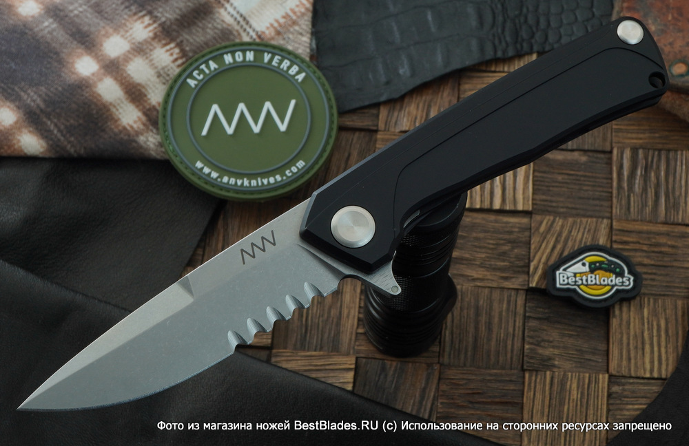 фото Складной нож anv z100 (frame lock, дюраль, серрейтор, sleipner)