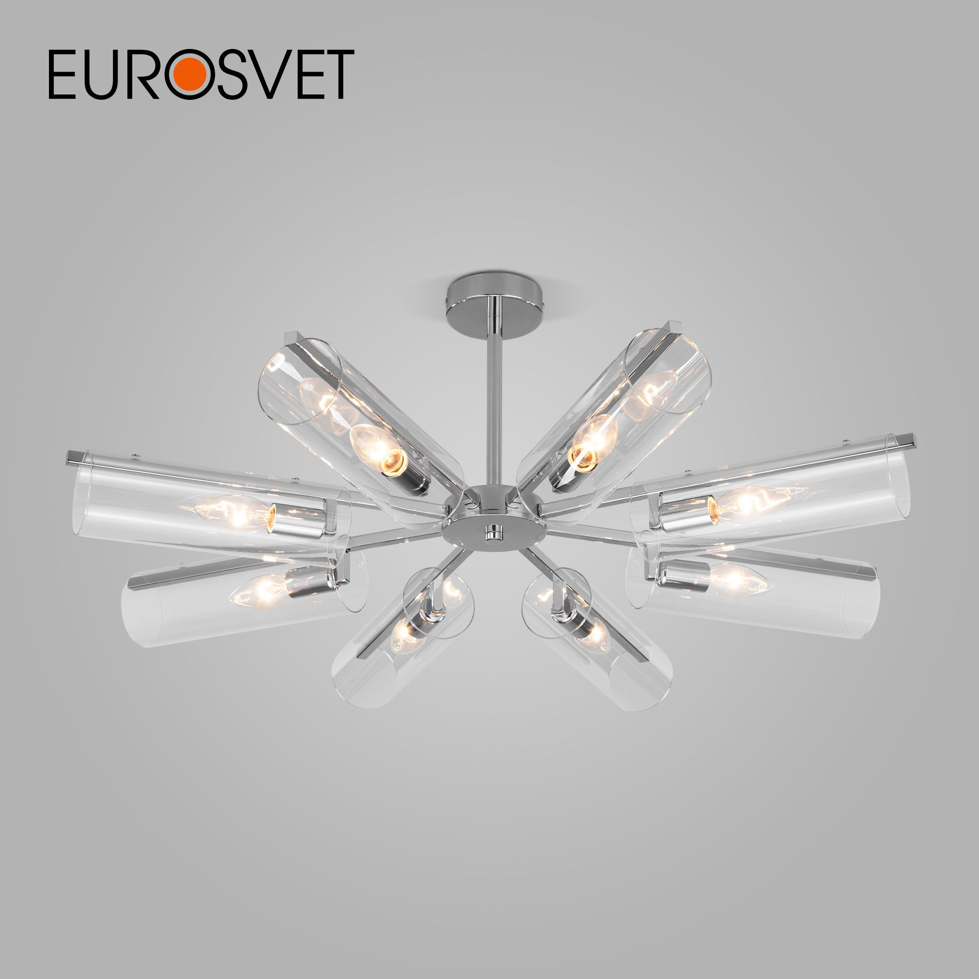 Потолочная люстра Eurosvet Trompeta 70144/8 хром с стеклянными прозрачными плафонами E14, Trompeta
Потолочная люстра Eurosvet Trompeta 70144/8 хром с стеклянными прозрачными плафонами E14, Trompeta