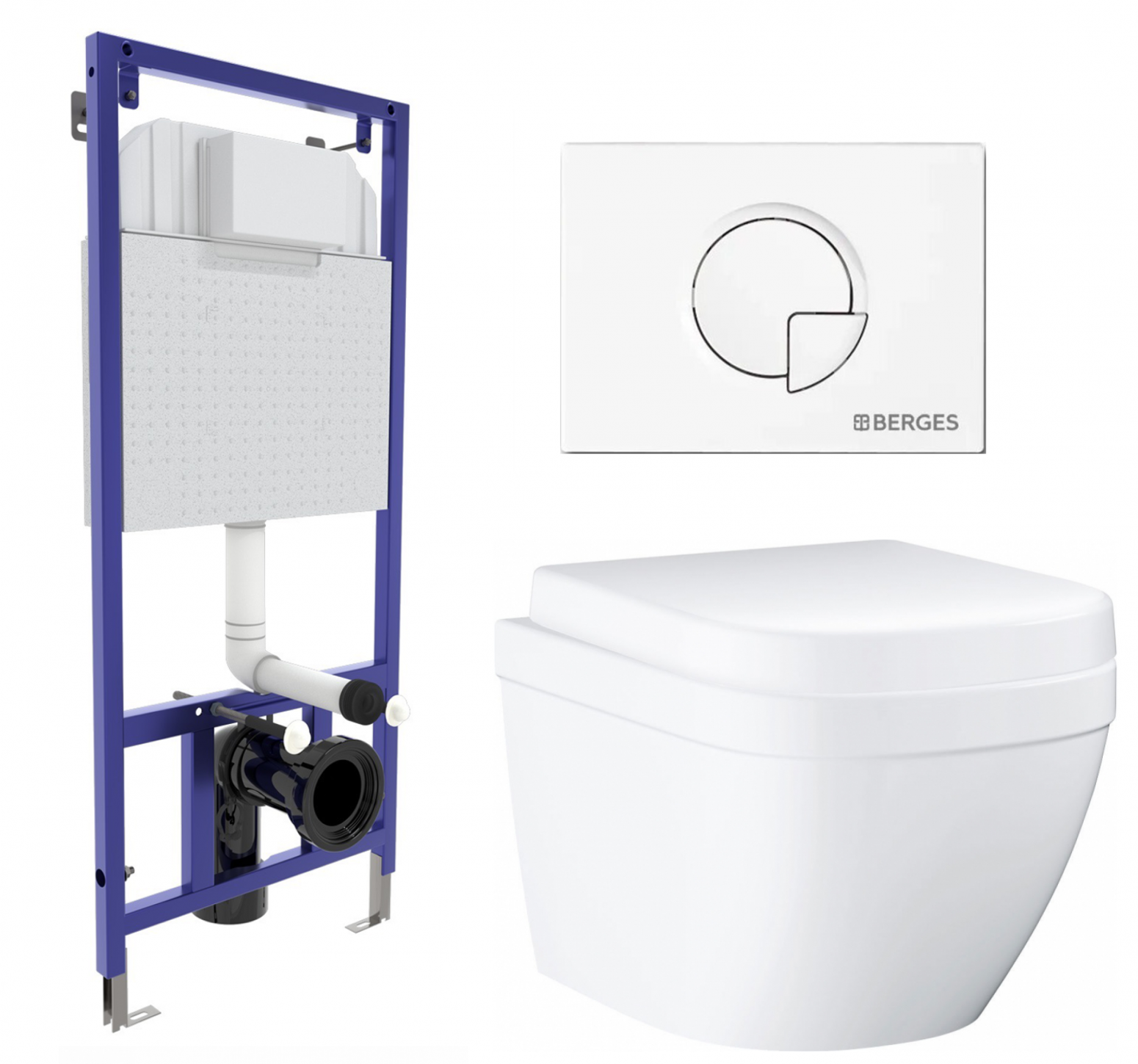 Комплект: инсталляция Berges Wasserhaus Novum + унитаз Euro Ceramic + кнопка белая, 565165
Комплект: инсталляция Berges Wasserhaus Novum + унитаз Euro Ceramic + кнопка белая, 565165