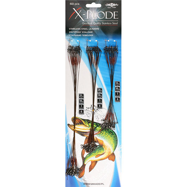 Поводок стальной Mikado X-Plode с вертлюжком и застежкой № 15/20/25 см, 10 кг, 60 шт., X-Plode
Поводок стальной Mikado X-Plode с вертлюжком и застежкой № 15/20/25 см, 10 кг, 60 шт., X-Plode