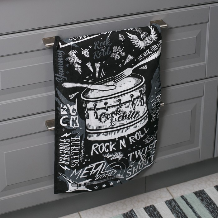 Полотенце кухонное «Rock'n'roll» 35х60 см, Черный;серый;белый, Кухонный текстиль "Rock"
Полотенце кухонное «Rock'n'roll» 35х60 см, Черный;серый;белый, Кухонный текстиль "Rock"