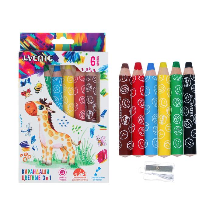 Карандаши акварельные 6 цветов, deVENTE. Jumbo 3 in 1, супермягкие, утолщенный деревянный
Карандаши акварельные 6 цветов, deVENTE. Jumbo 3 in 1, супермягкие, утолщенный деревянный