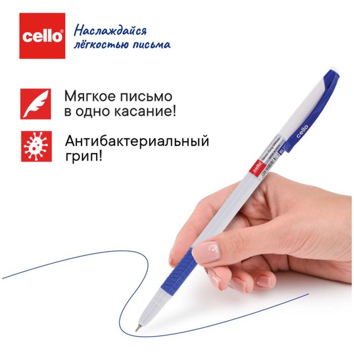 Ручка шариковая Cello Slimo Grip white body, узел 0.7 мм, резиновый упор, чернила синие, к
Ручка шариковая Cello Slimo Grip white body, узел 0.7 мм, резиновый упор, чернила синие, к