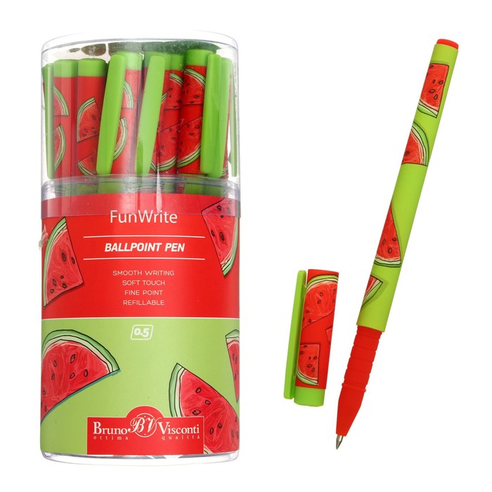 Ручка шариковая FreshWrite FunWrite. Fresh & fruity «Арбуз», узел 0.5 мм, синие пигментные
Ручка шариковая FreshWrite FunWrite. Fresh & fruity «Арбуз», узел 0.5 мм, синие пигментные