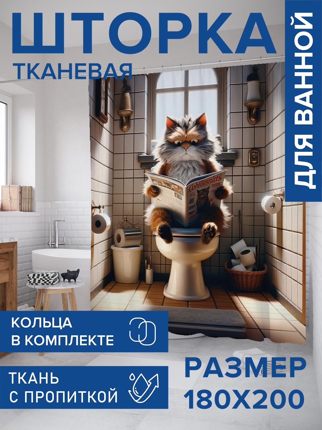 Штора для ванной тканевая JoyArty "Кошачья пресса", 180х200, sc_sd1786, Коричневый
Штора для ванной тканевая JoyArty "Кошачья пресса", 180х200, sc_sd1786, Коричневый