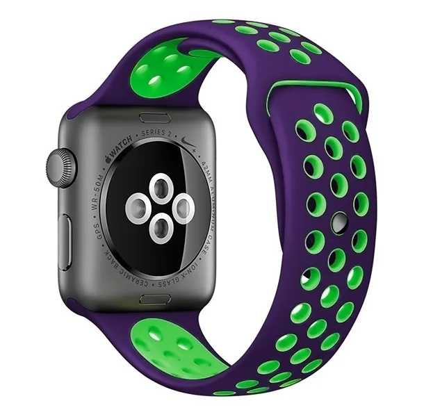 Ремешок силиконовый перфорированный NK для Apple Watch 42/44мм (15), фиолетовый+зеленый
Ремешок силиконовый перфорированный NK для Apple Watch 42/44мм (15), фиолетовый+зеленый