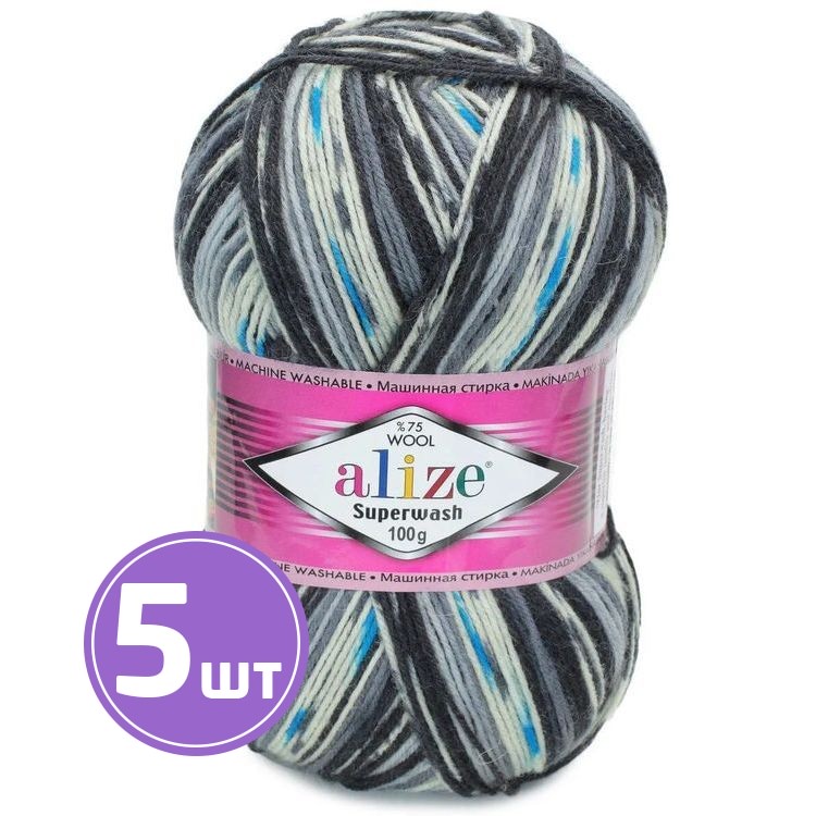 Пряжа ALIZE Superwash100 7650, черно-серо-бирюзово-белый, 5 шт. по 100 г, Разноцветный
Пряжа ALIZE Superwash100 7650, черно-серо-бирюзово-белый, 5 шт. по 100 г, Разноцветный
