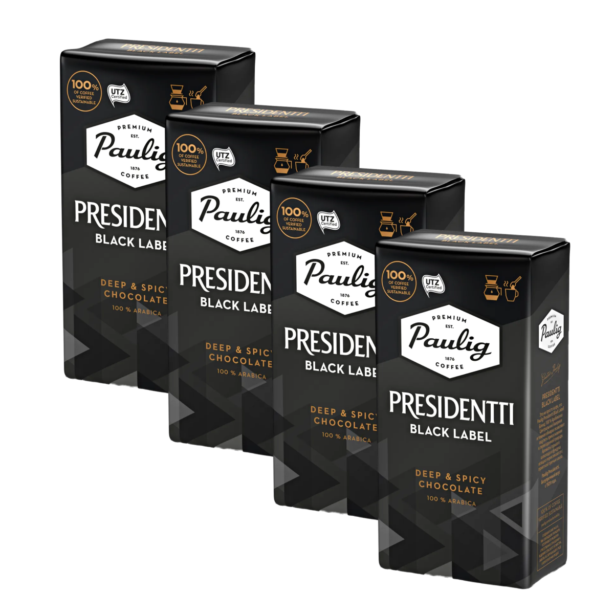 Кофе молотый Paulig Presidentti Black Label 100% арабика 250 гр - 4 упаковки, Presidentti Black Label
Кофе молотый Paulig Presidentti Black Label 100% арабика 250 гр - 4 упаковки, Presidentti Black Label