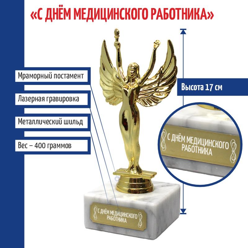 Статуэтка Ника С Днём медицинского работника 17 см, Золотистый, d108204-172-s-dnem-medic-rab
Статуэтка Ника С Днём медицинского работника 17 см, Золотистый, d108204-172-s-dnem-medic-rab