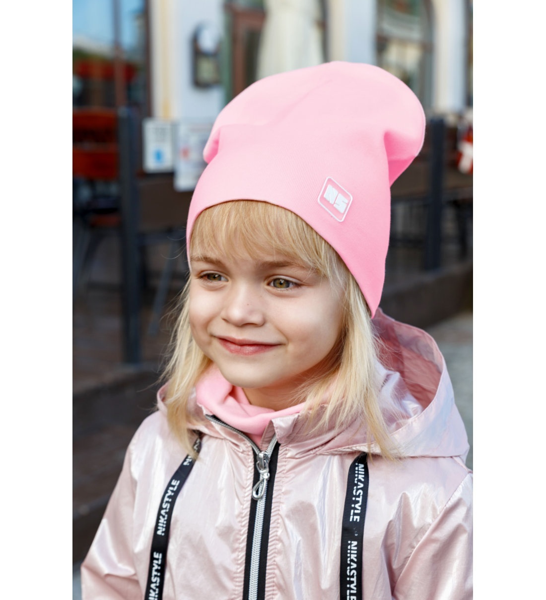 фото Комплект шапка + снуд для девочек nikastyle цв. розовый р-р. 48-52