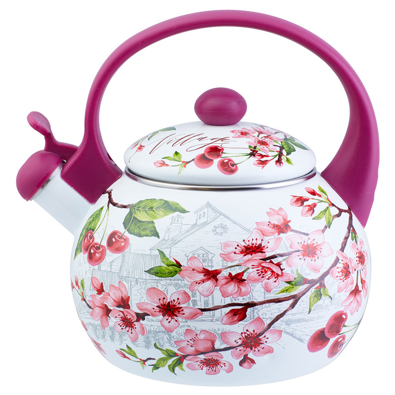 фото Чайник эмал 2,0л со свистком вишня тм appetite