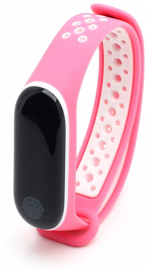 Ремешок силиконовый перфорированный NK для Xiaomi Mi Band 5 (4), розовый+белый, на кнопке 
Ремешок силиконовый перфорированный NK для Xiaomi Mi Band 5 (4), розовый+белый, на кнопке