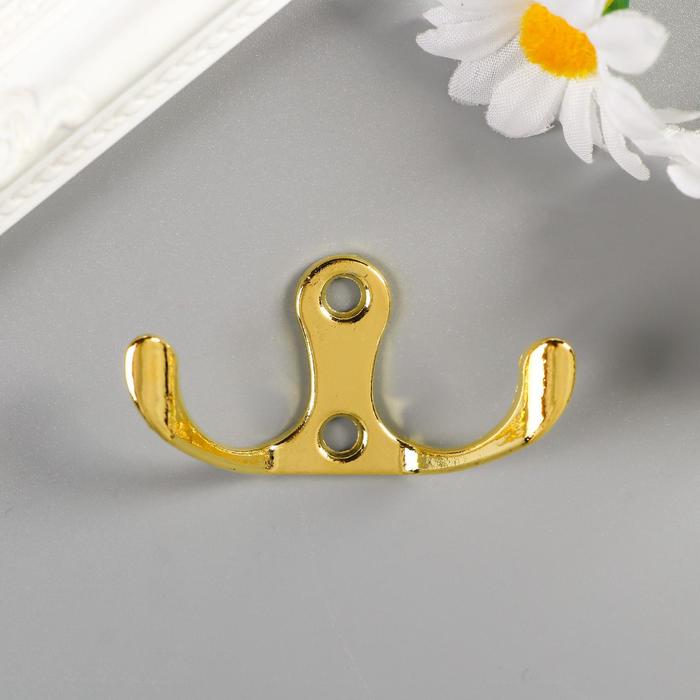 фото Арт узор крючок металл двойной (набор 4 шт) золото 4,5х3 см