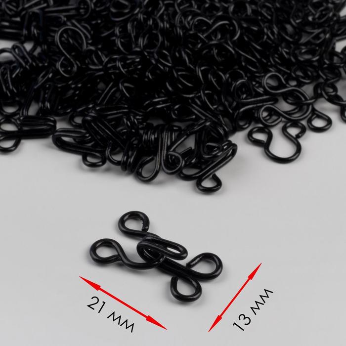 фото Арт узор крючок пришивной №4, 21 × 13 мм, 100 шт, цвет чёрный