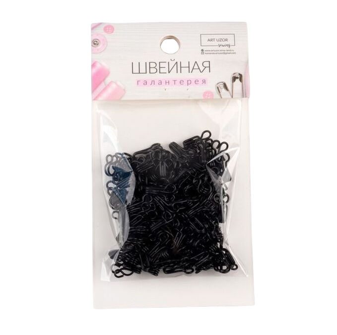 фото Арт узор крючок пришивной №4, 21 × 13 мм, 100 шт, цвет чёрный