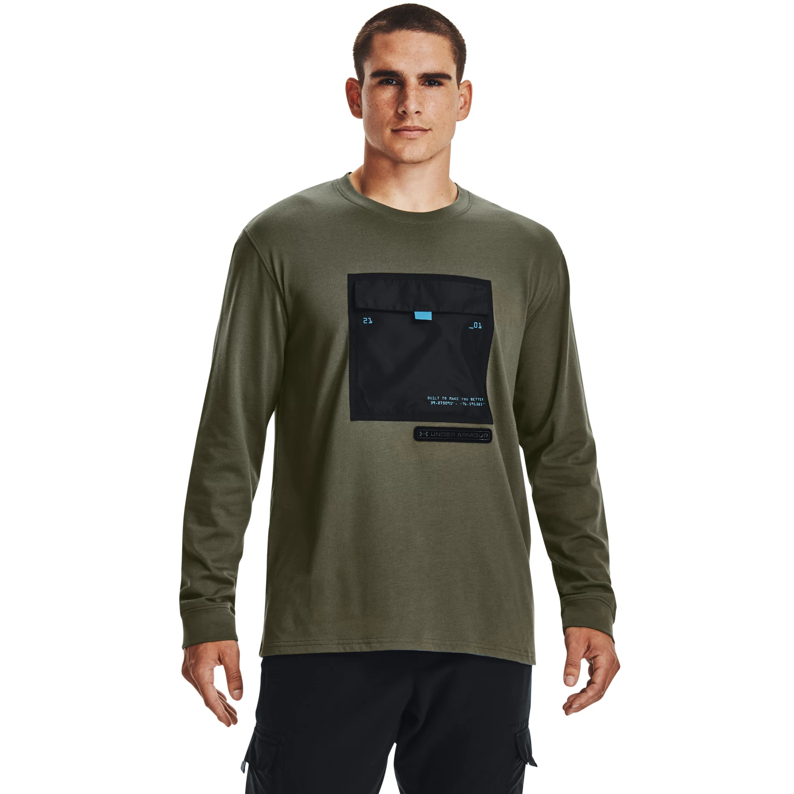 фото Лонгслив мужской under armour 1367967 зеленый xs
