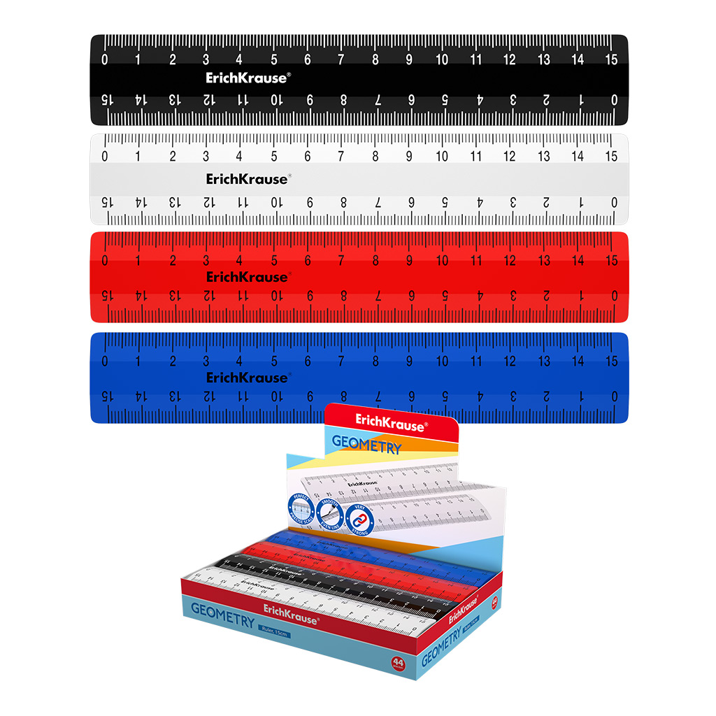 Линейка ErichKrause Classic 53875 пластиковая, 15 см, ассорти в коробке-дисплее по 44 шт, Белый;красный;синий;черный
Линейка ErichKrause Classic 53875 пластиковая, 15 см, ассорти в коробке-дисплее по 44 шт, Белый;красный;синий;черный