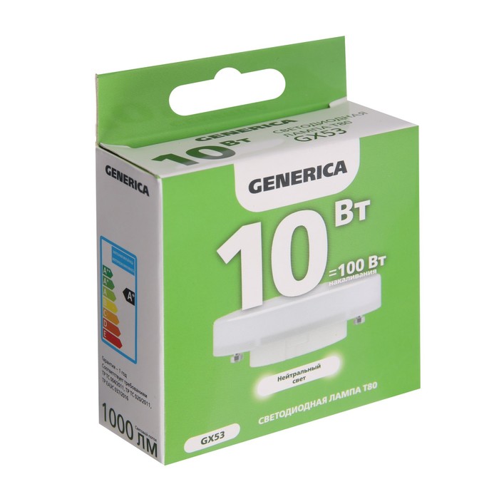 Лампа светодиодная GENERICA T80, 10 Вт, таблетка, 4000 К, GX53, 230 В, LL-T80-10-230-40-GX
Лампа светодиодная GENERICA T80, 10 Вт, таблетка, 4000 К, GX53, 230 В, LL-T80-10-230-40-GX