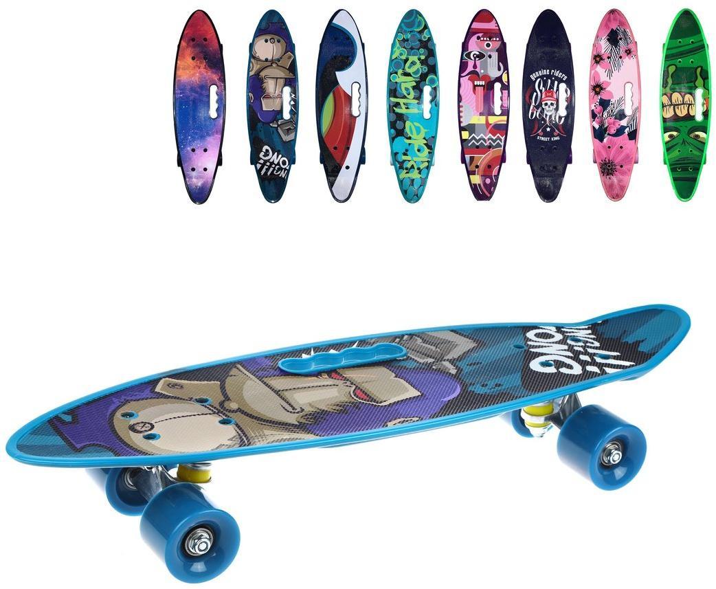 фото Детский скейтборд наша игрушка пластик 60 см, принт, колеса pu, крепления алюм. 636143