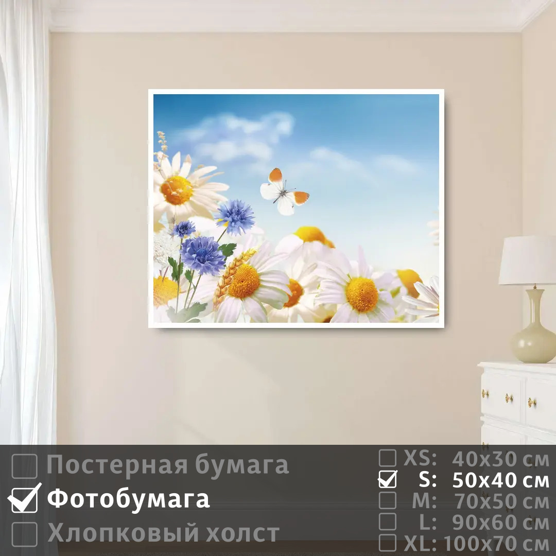 Постер на фотобумаге ПолиЦентр Бабочка над полевыми цветами 50х40 см, БабочкаНадПолевымиЦветами
Постер на фотобумаге ПолиЦентр Бабочка над полевыми цветами 50х40 см, БабочкаНадПолевымиЦветами