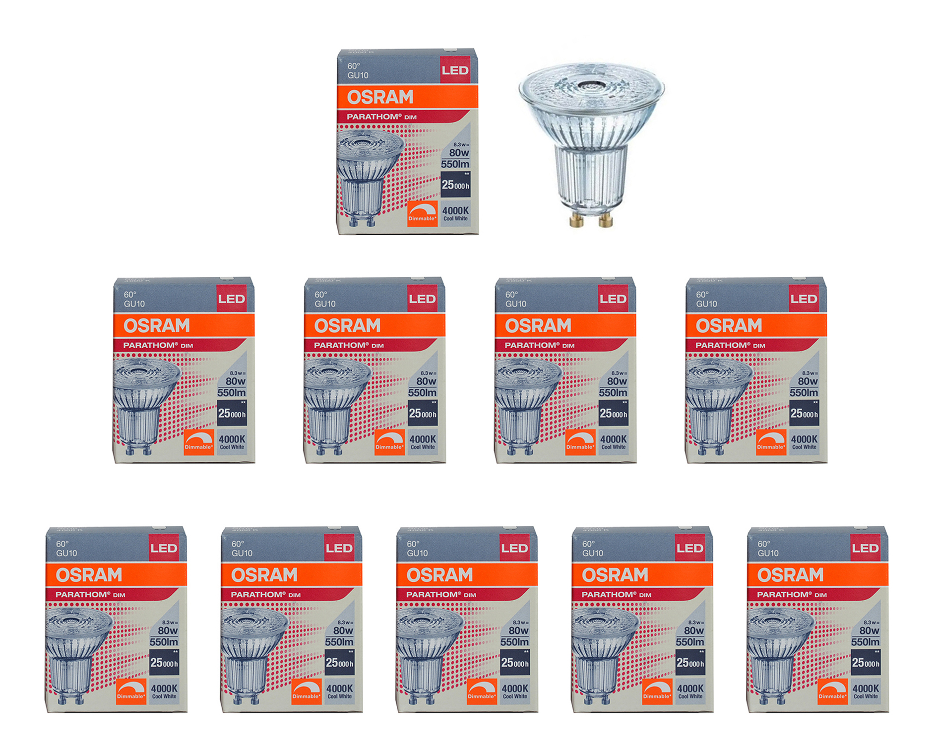 Лампочка светодиодная OSRAM Софит PAR16 GU10 8,3Вт 220В 550Лм 4000К Дневной белый 10шт, Софит PAR16 GU10 8,3Вт 220В 550Лм 4000К Диммируемая
Лампочка светодиодная OSRAM Софит PAR16 GU10 8,3Вт 220В 550Лм 4000К Дневной белый 10шт, Софит PAR16 GU10 8,3Вт 220В 550Лм 4000К Диммируемая