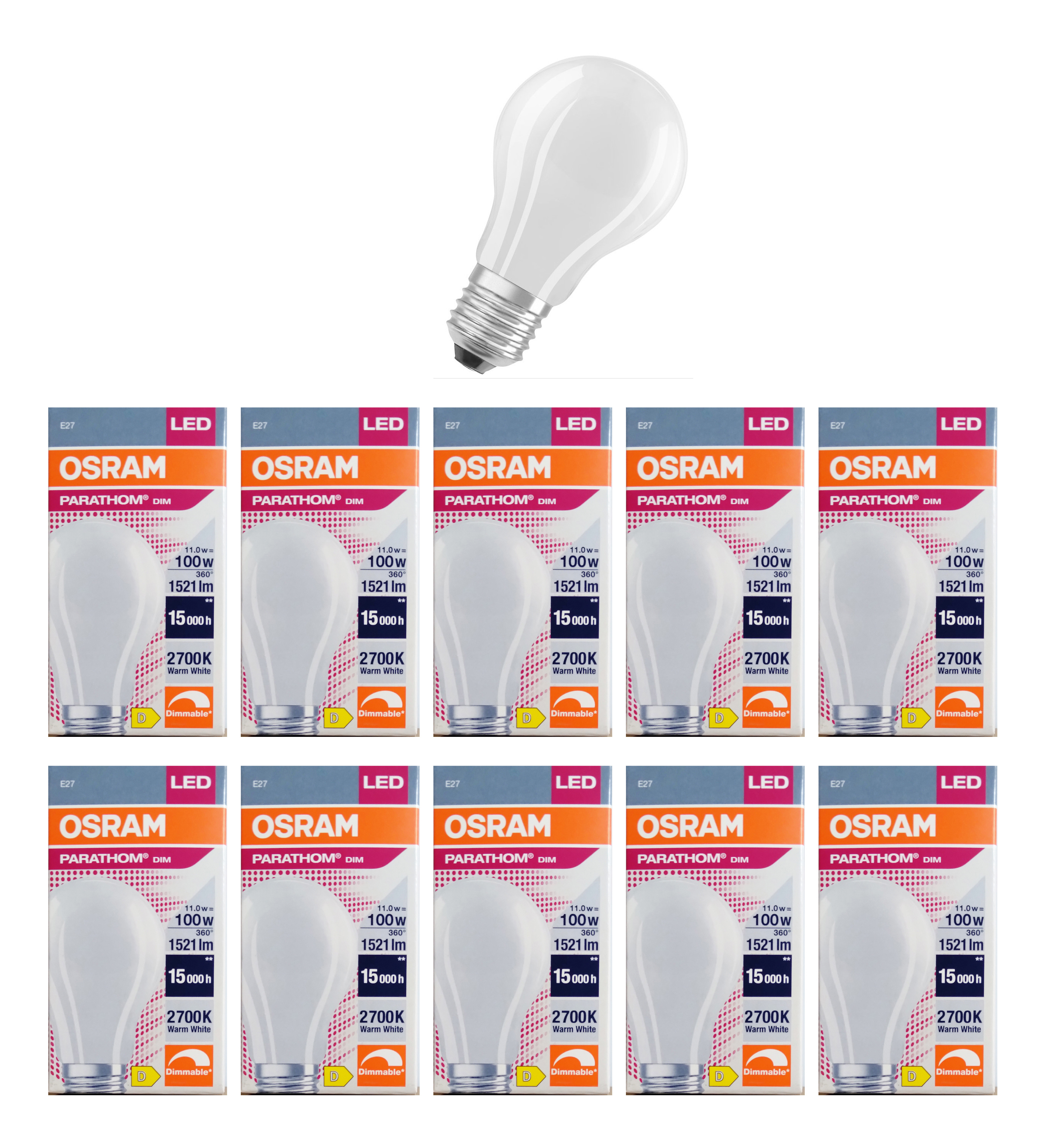 Лампочка светодиодная OSRAM Груша A E27 11Вт 220В 1521Лм 2700К Теплый белый упак. 10шт, Груша A E27 11Вт 220В 1521Лм 2700К Филамент Диммируемая
Лампочка светодиодная OSRAM Груша A E27 11Вт 220В 1521Лм 2700К Теплый белый упак. 10шт, Груша A E27 11Вт 220В 1521Лм 2700К Филамент Диммируемая